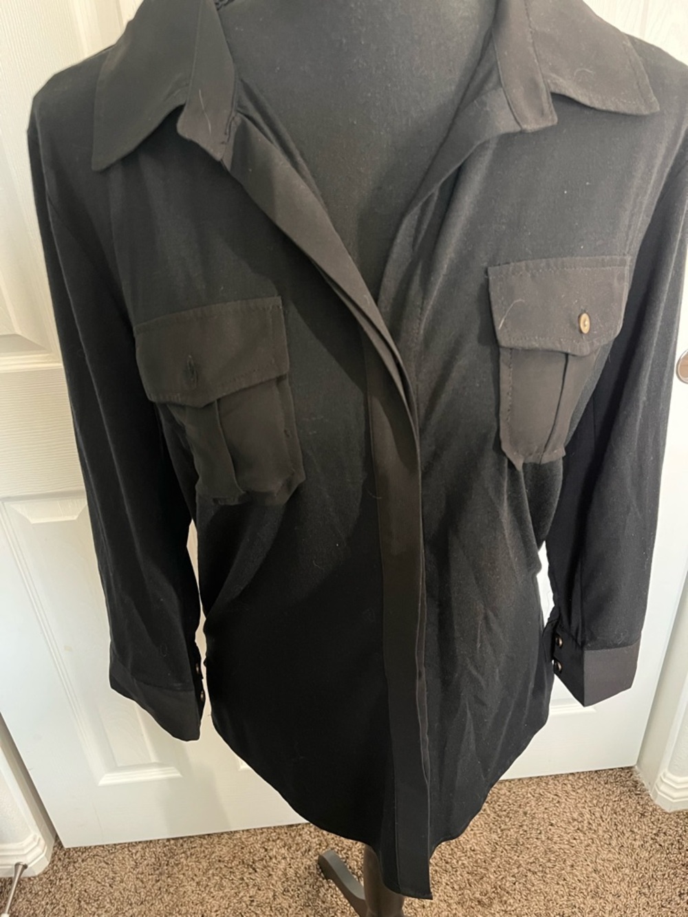 Black Button-Front Utility short or long Shirt. - Picture 9 of 16
